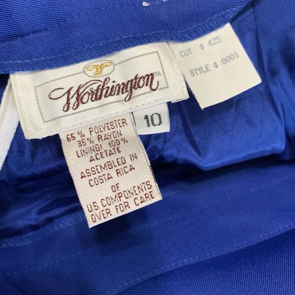 Worthington Skirt Blazer Suit Women 10 Blue 2 Piece Career Office Corp Grandma - Picture 3 of 16